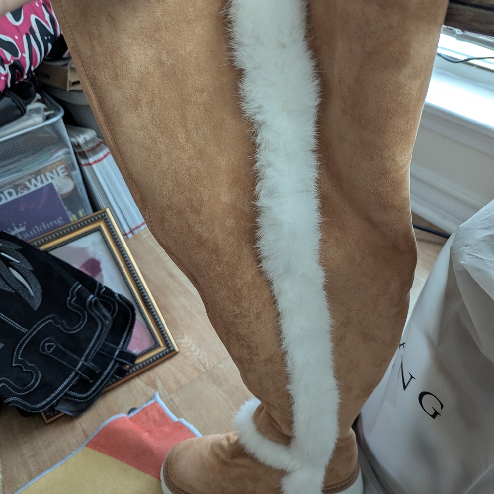 Nordstrom Tan and White Over the Knee Boots